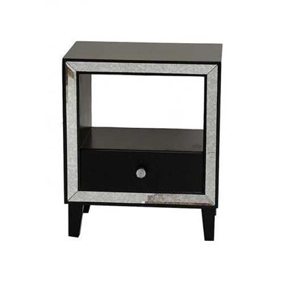 Изображение Black Wood Finished Mirrored Glass Shelf Cabinet