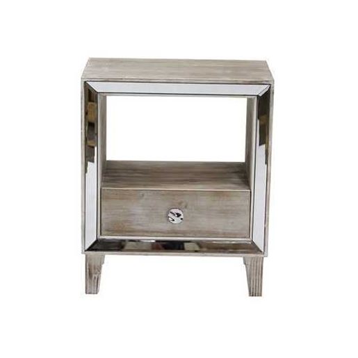 Image sur White Washed Wood Finished Mirrored Glass Cabinet