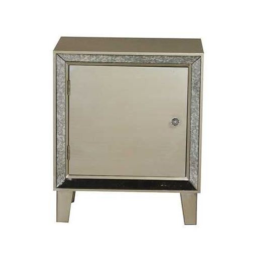 Изображение Champagne Wood Finish Mirrored Glass Door Cabinet