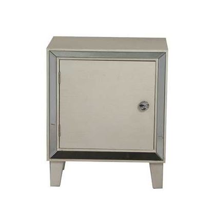 Picture of Antiqued White Wooden Finish Mirror Door Cabinet