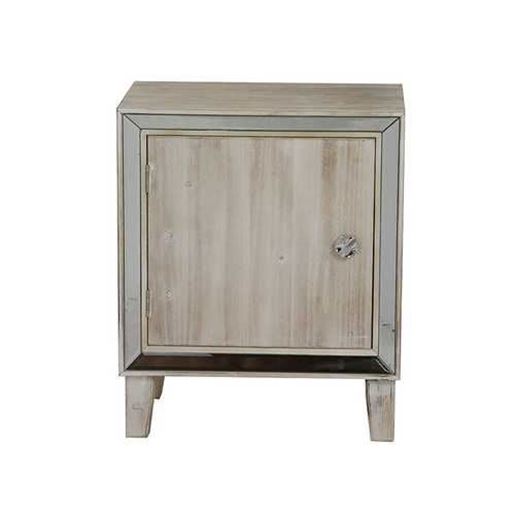Image sur White Wash Wood Finish Mirrored Glass Door Cabinet