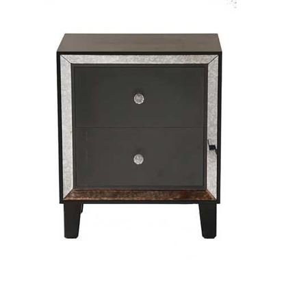 Изображение 19.7" X 13" X 23.5" Black MDF Wood Mirrored Glass Accent Cabinet with a Door and Mirrored Glass