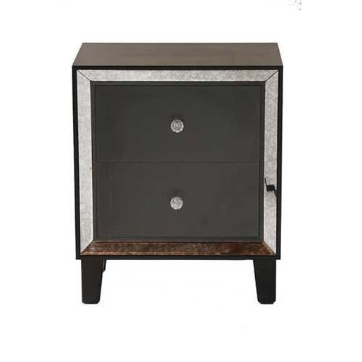 Image sur 19.7" X 13" X 23.5" Black MDF Wood Mirrored Glass Accent Cabinet with a Door and Mirrored Glass