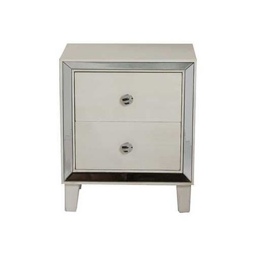 Image sur 19.7" X 13" X 23.5" Antique White MDF Wood Mirrored Glass Accent Cabinet with a Door and Mirrored Glass
