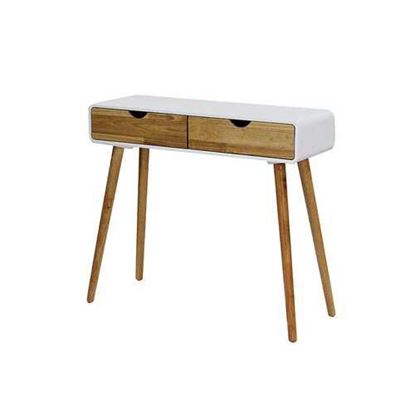 Picture of Modern Flair White and Natural Two Drawer Console Table