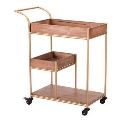 Изображение 30.3" X 16.1" X 34.6" Brown Tray Bar Cart