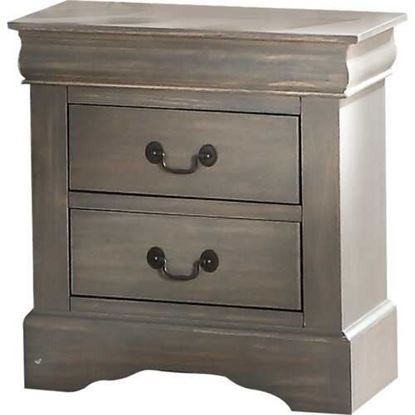 Picture of Classic Gray Wash Finish 2 Drawer Wooden Nightstand