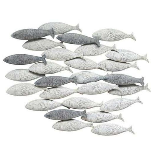 Изображение Coastal Grey School of Fish Metal Wall Decor