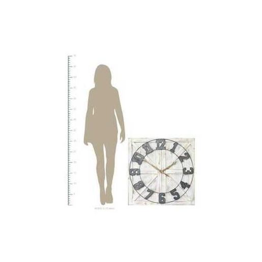 Picture of Square Distressed Wood and Metal Wall Clock with Vintage Touch