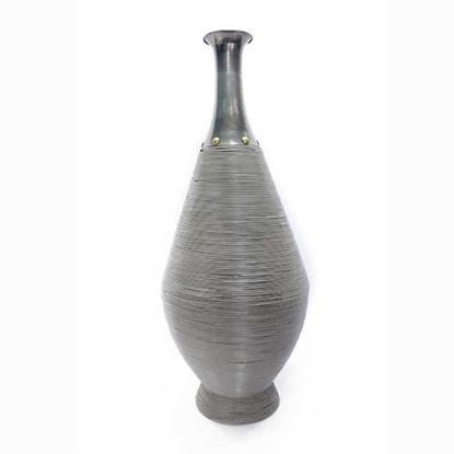 Picture of 13.25" X 13.25" X 34" Black Bamboo Metal Bamboo Vase