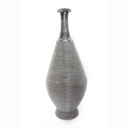 Image sur 13.25" X 13.25" X 34" Black Bamboo Metal Bamboo Vase
