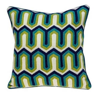 Image de 20" x 7" x 20" Handmade Blue And Green Pillow Cover With Down Insert