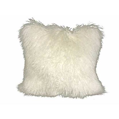 Изображение 24" Creamy Genuine Tibetan Lamb Fur Pillow with Microsuede Backing