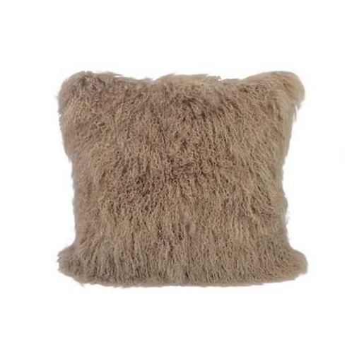 Picture of 24" Beige Genuine Tibetan Lamb Fur Pillow with Microsuede Backing