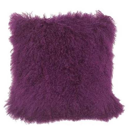 Picture of 24" Purple Genuine Tibetan Lamb Fur Pillow with Microsuede Backing