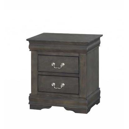 Picture of Dark Gray Wooden 2 Drawer Nightstand