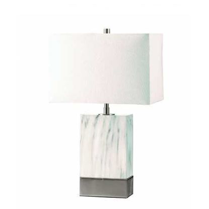 Image de White Marble & Brushed Nickel Table Lamp