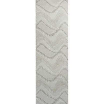 Image de 2' x 7' Ivory Abstract Waves Wool Runner Rug