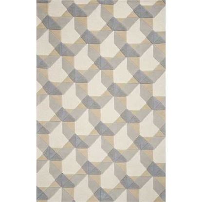 Picture of 3' x 5' Ivory or Grey Geometric Wool Area Rug