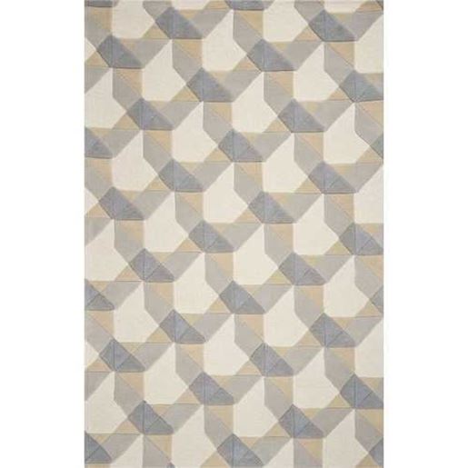 Picture of 3' x 5' Ivory or Grey Geometric Wool Area Rug