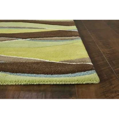 Изображение 3' x 5' Lime or Mocha Abstract Waves Wool Area Rug