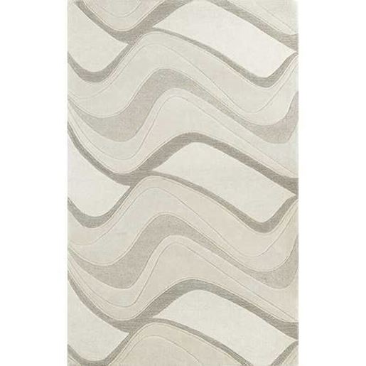 Picture of 3'x5' Ivory Hand Tufted Abstract Waves Indoor Area Rug