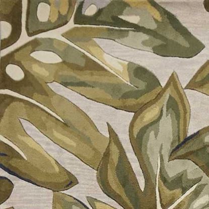 Image de 2' x 4' Green Palm Leaves Wool Area Rug