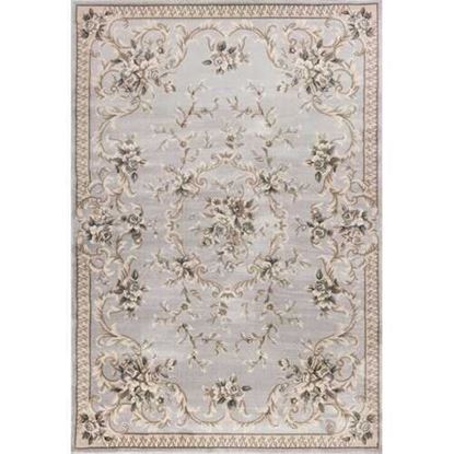 Picture of 5' x 8' Light Grey Floral Vines Bordered Area Rug