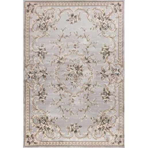 Picture of 5' x 8' Light Grey Floral Vines Bordered Area Rug