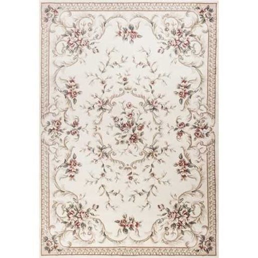 Изображение 5'x8' Ivory Bordered Floral Indoor Area Rug