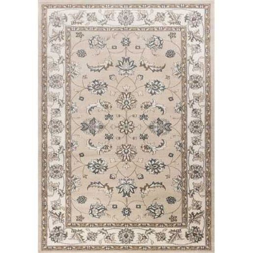 Picture of 5'x8' Beige Ivory Bordered Floral Indoor Area Rug