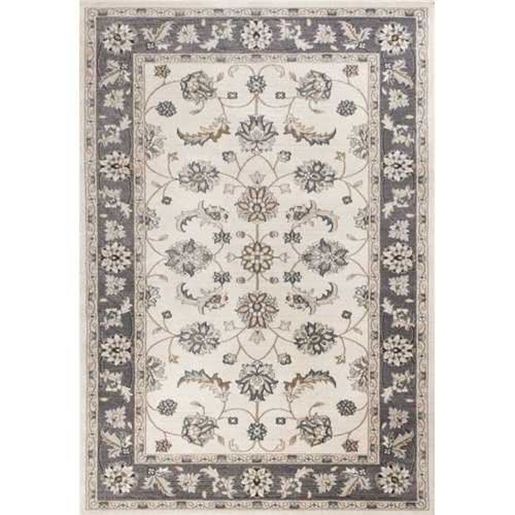 Изображение 5' x 8' Ivory or Grey Floral Vines Bordered Area Rug