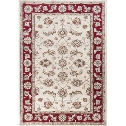 Picture of 5'x8' Ivory Red Bordered Floral Indoor Area Rug