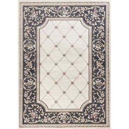 Picture of 5' x 8' Ivory or Grey Diamond Bordered Area Rug