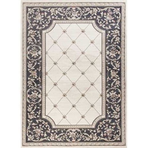 Picture of 5' x 8' Ivory or Grey Diamond Bordered Area Rug