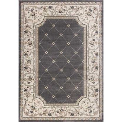 Picture of 5'x8' Grey Ivory Bordered Floral Indoor Area Rug