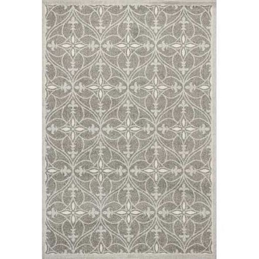 Изображение 5'x8' Grey Machine Woven UV Treated Ogee Indoor Outdoor Area Rug