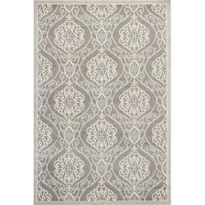 Изображение 5'x8' Silver Machine Woven UV Treated Floral Ogee Indoor Outdoor Area Rug