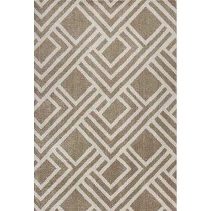 Изображение 5'x8' Beige Machine Woven UV Treated Geometric Indoor Outdoor Area Rug