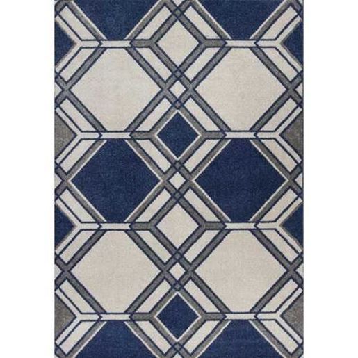 Picture of 5' x 8' Ivory or Denim Geometric Diamond UV Treated Area Rug