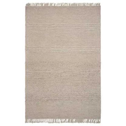 Picture of 3'x5' Beige Chain Stitch Hand Woven Wool Indoor Area Rug