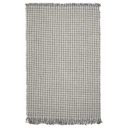 Picture of 3'x5'  Ivory Grey Hand Woven Houndstooth With Braided Fringe Indoor Area Rug