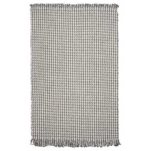 Изображение 3'x5'  Ivory Grey Hand Woven Houndstooth With Braided Fringe Indoor Area Rug