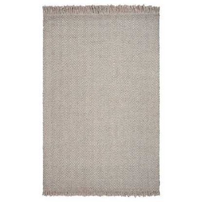 Изображение 3' x 5' Oatmeal Braided Herringbone Area Rug with Fringe