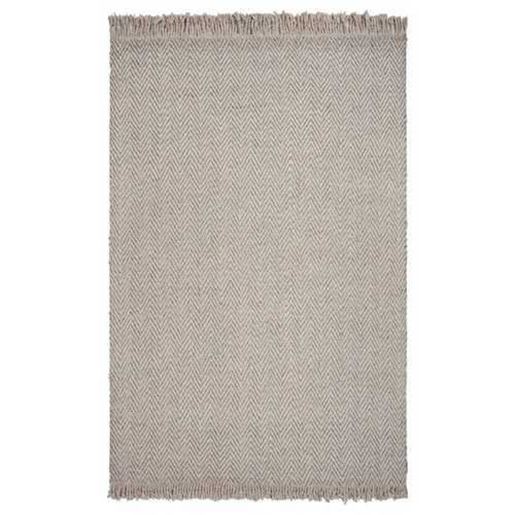 Изображение 3' x 5' Oatmeal Braided Herringbone Area Rug with Fringe