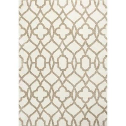 Picture of 3'x5' Ivory Beige Trellis Machine Woven Microfiber Indoor Area Rug