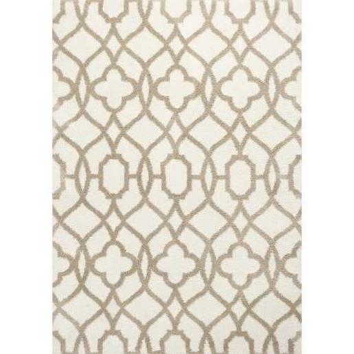 Picture of 3'x5' Ivory Beige Trellis Machine Woven Microfiber Indoor Area Rug