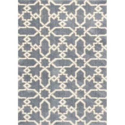 Picture of 3'x5' Slate Blue Geometric Machine Woven Microfiber Indoor Area Rug