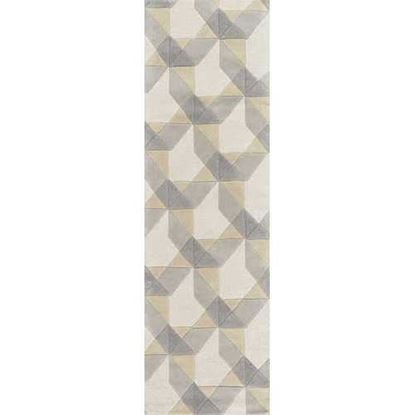 Picture of 2' x 7' Ivory or Grey Geometric Wool Runner Rug