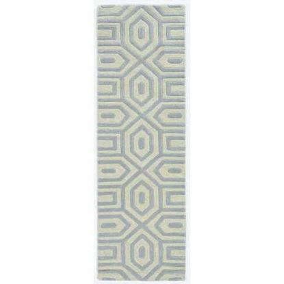 Picture of 8' Grey Hand Tufted Geometric Indoor Runner Rug